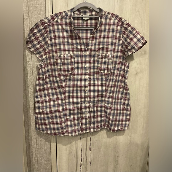 MERONA Womens Short Sleeve V Neck Draw String Waist Blouse Size XXL - Picture 1 of 9